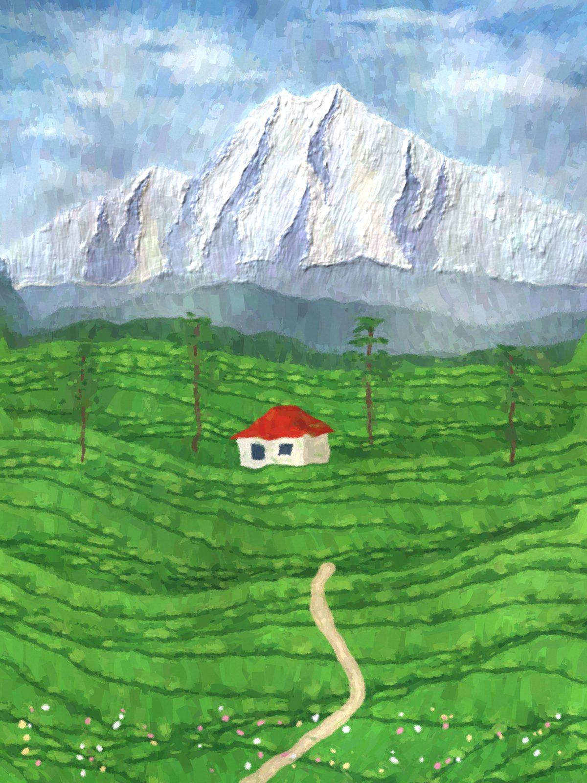Gouache Darjeeling Tea Garden Wall Art, 12-block home wall art by ConvArt